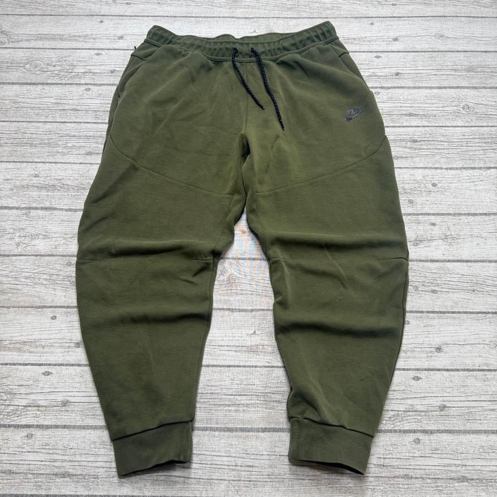 Nike Joggers Mens XL Olive Green Tech Fleece Lined Tapered Athletic Training Gym